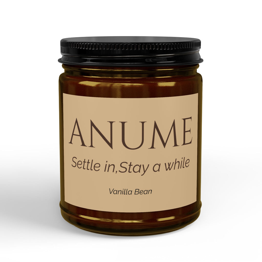 ANUME Vanilla Bean Scented Soy Candles with Black Lid, (4 and 9oz)