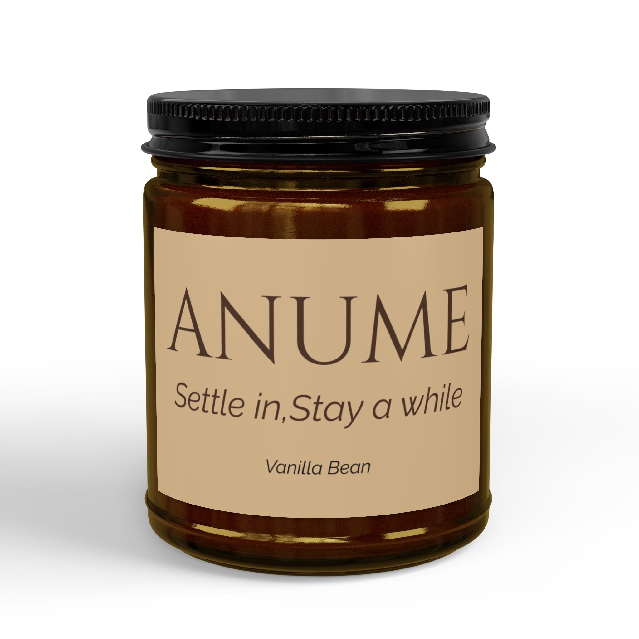ANUME Vanilla Bean Scented Soy Candles with Black Lid, (4 and 9oz)