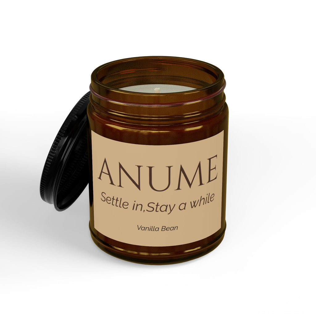 ANUME Vanilla Bean Scented Soy Candles with Black Lid, (4 and 9oz)